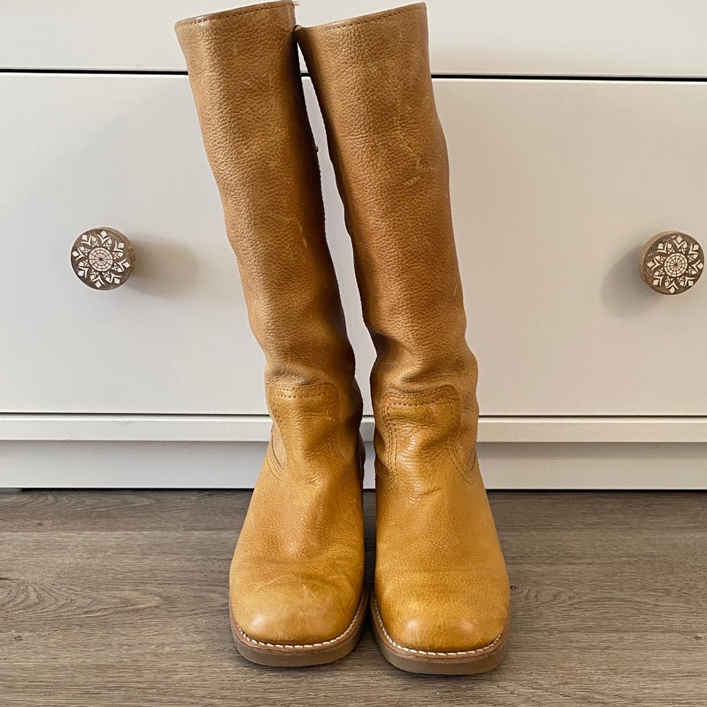 Vintage Yellow Leather Boots